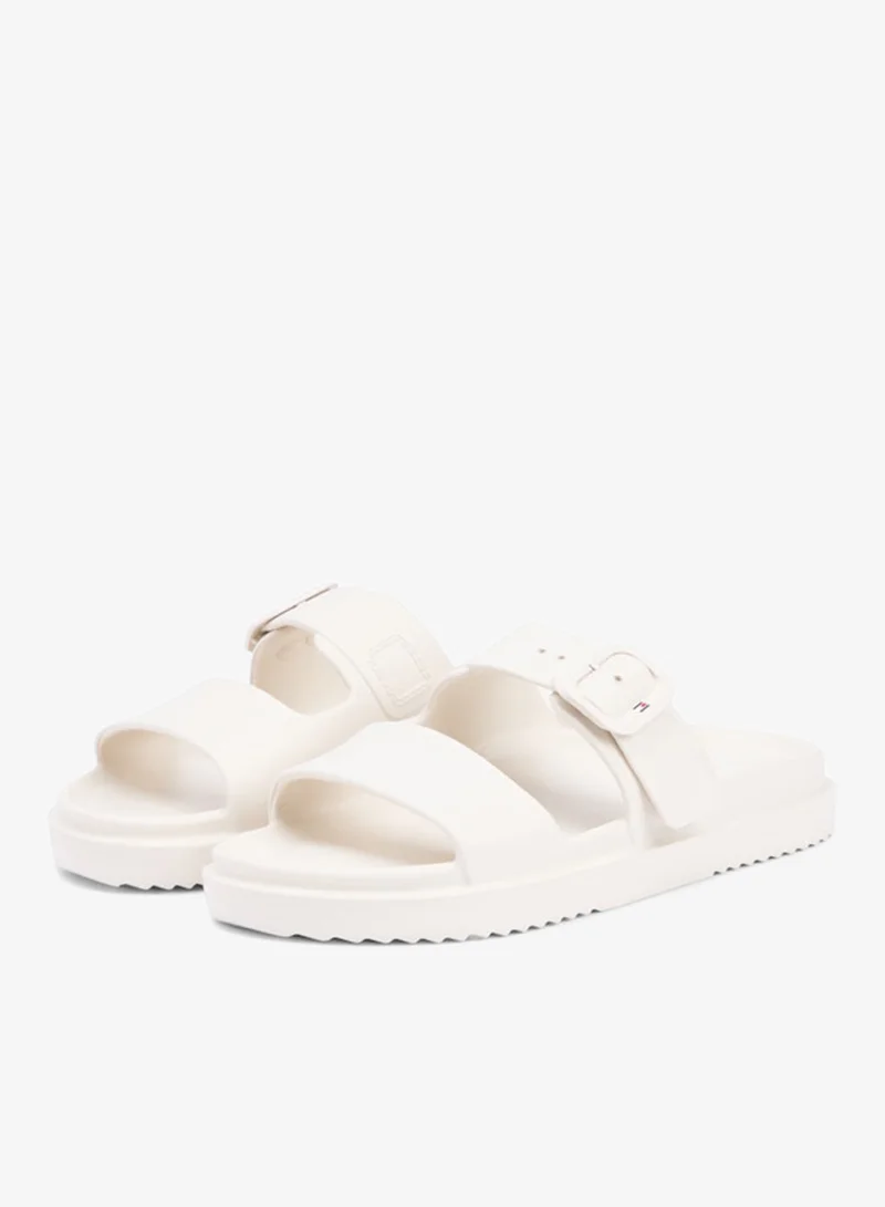 TOMMY HILFIGER Soft Cream Double Strap Enamel Flag Lightweight Sandals for Women | Best Price UAE